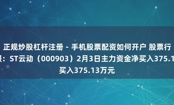 正规炒股杠杆注册 - 手机股票配资如何开户 股票行情快报：ST云动（000903）2月3日主力资金净买入375.13万元