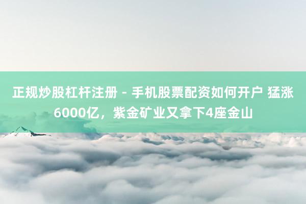 正规炒股杠杆注册 - 手机股票配资如何开户 猛涨6000亿，紫金矿业又拿下4座金山
