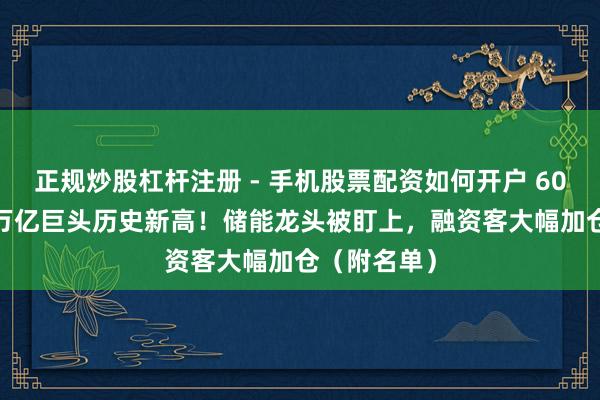 正规炒股杠杆注册 - 手机股票配资如何开户 601088，近万亿巨头历史新高！储能龙头被盯上，融资客大幅加仓（附名单）