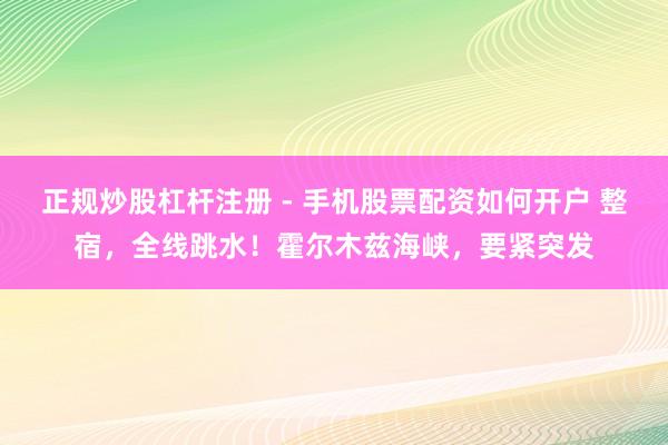 正规炒股杠杆注册 - 手机股票配资如何开户 整宿，全线跳水！霍尔木兹海峡，要紧突发